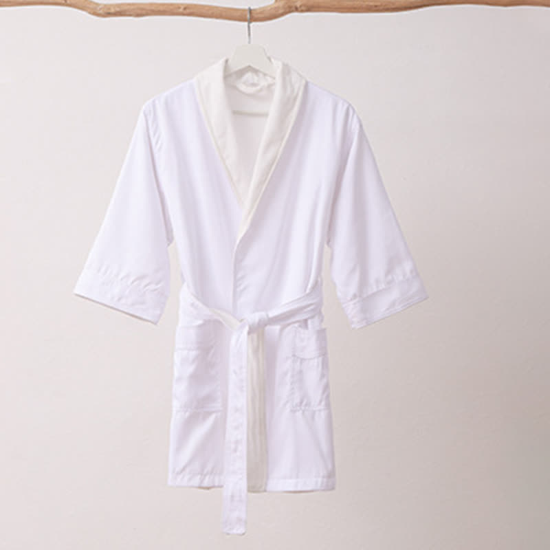 Minimalist Solid Color Pocket Child Bathrobe - White - XL - image 3