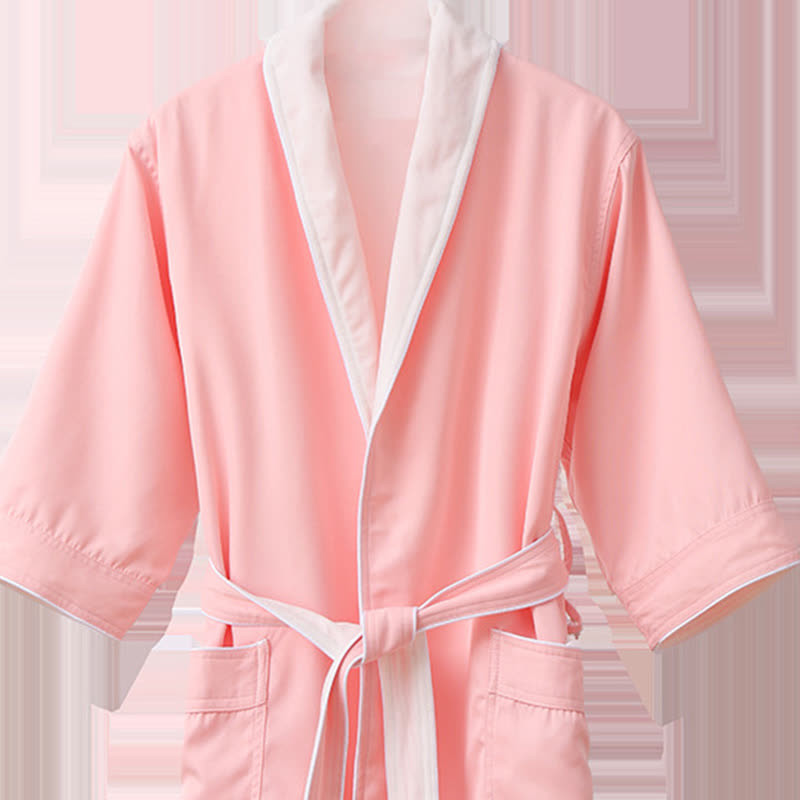 Minimalist Solid Color Pocket Child Bathrobe - image 5