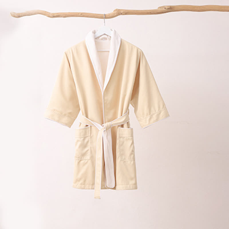 Minimalist Solid Color Pocket Child Bathrobe - Yellow - XL - image 6