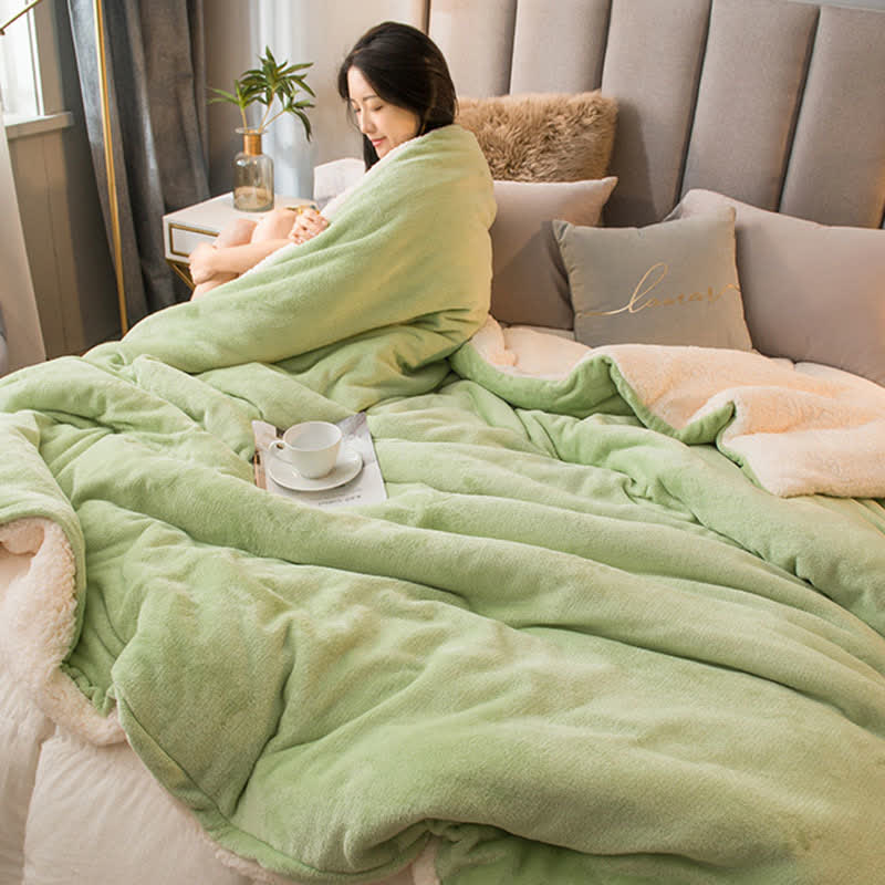 Solid Color Sherpa Duvet Cover Blanket - image 10