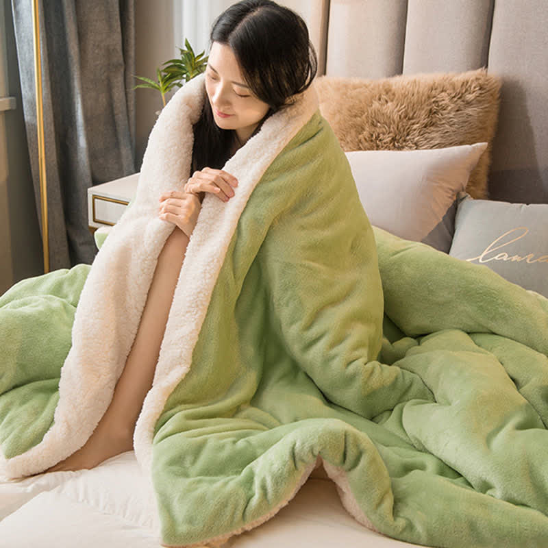 Solid Color Sherpa Duvet Cover Blanket - image 11