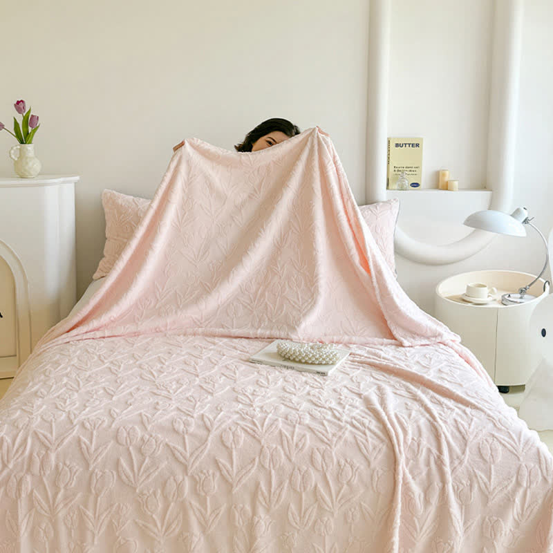 Faux Fur Tulip Textured Plush Blanket - image 5