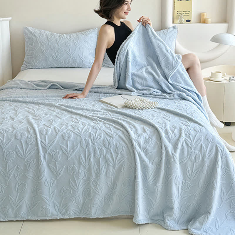 Faux Fur Tulip Textured Plush Blanket - image 11