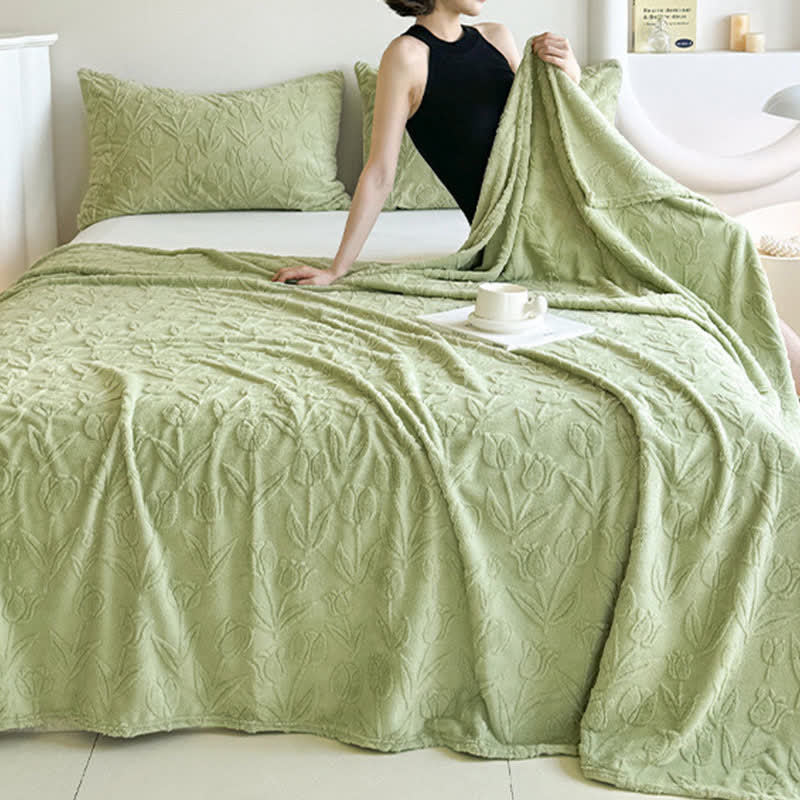 Faux Fur Tulip Textured Plush Blanket - image 13