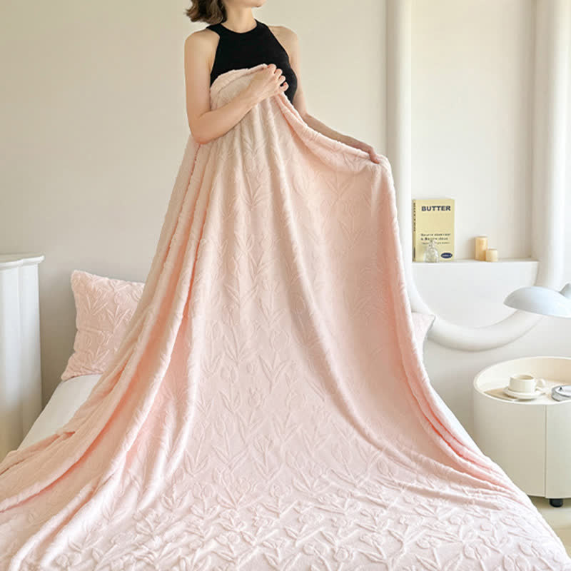 Faux Fur Tulip Textured Plush Blanket - image 7