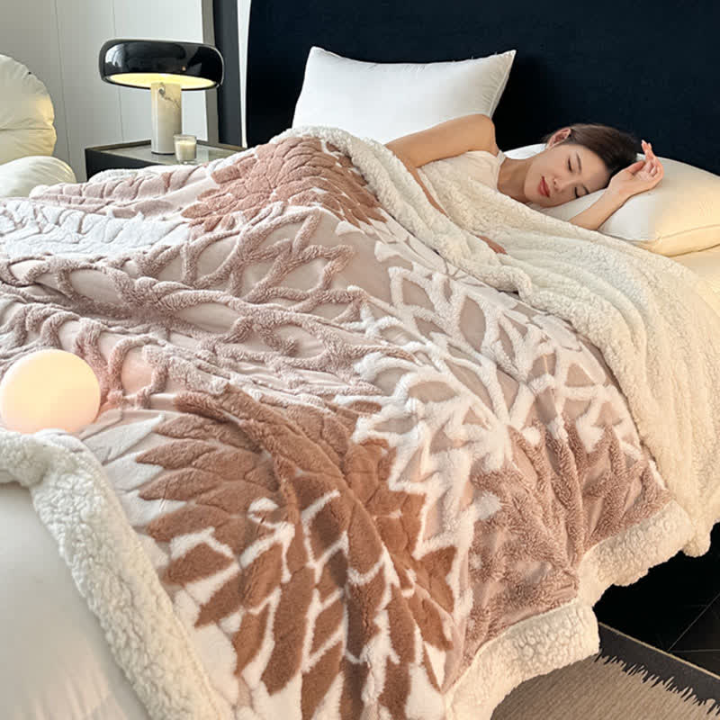 Floral-inspired Jacquard Sherpa Blanket - image 1