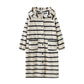 Classic Striped Hooded Button Plush Robe - image 3