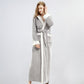 Unisex Fleece Plush Warm Hooded Robe - Light Gray - XL - image 5