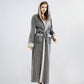 Unisex Fleece Plush Warm Hooded Robe - Dark Gray - XL - image 7