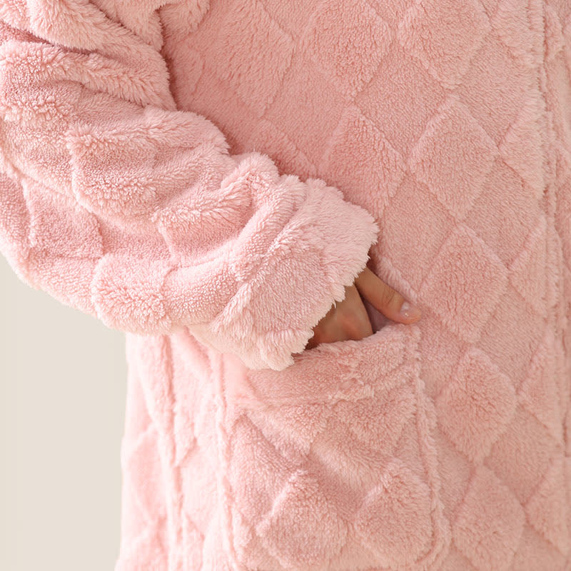 Diamond Textured Zip-Up Plush Robe - image 7