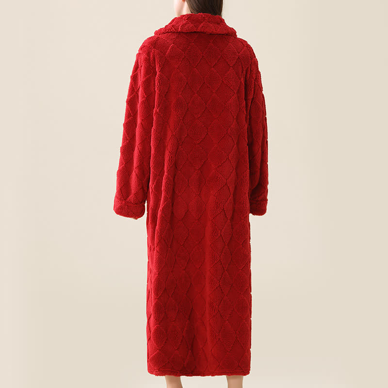 Diamond Textured Zip-Up Plush Robe - image 14