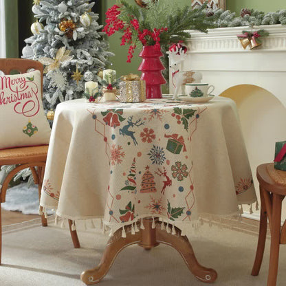 Christmas Bell Elk Tassel Tablecloth - 59" x 59" - image 0