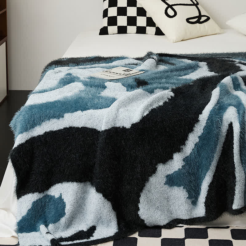 Abstract Art Shaggy Cozy Throw Blanket - Blue - 51" x 63" - image 0