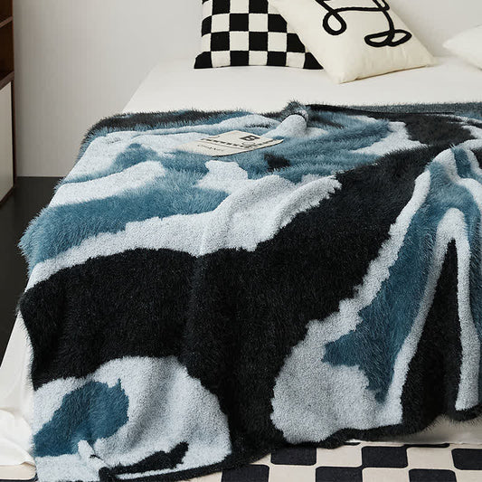 Abstract Art Shaggy Cozy Throw Blanket - Blue - 51" x 63" - image 0