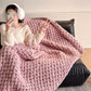 Chunky Knit Hand-Woven Throw Blanket - Pink - 51" x 67" - image 6