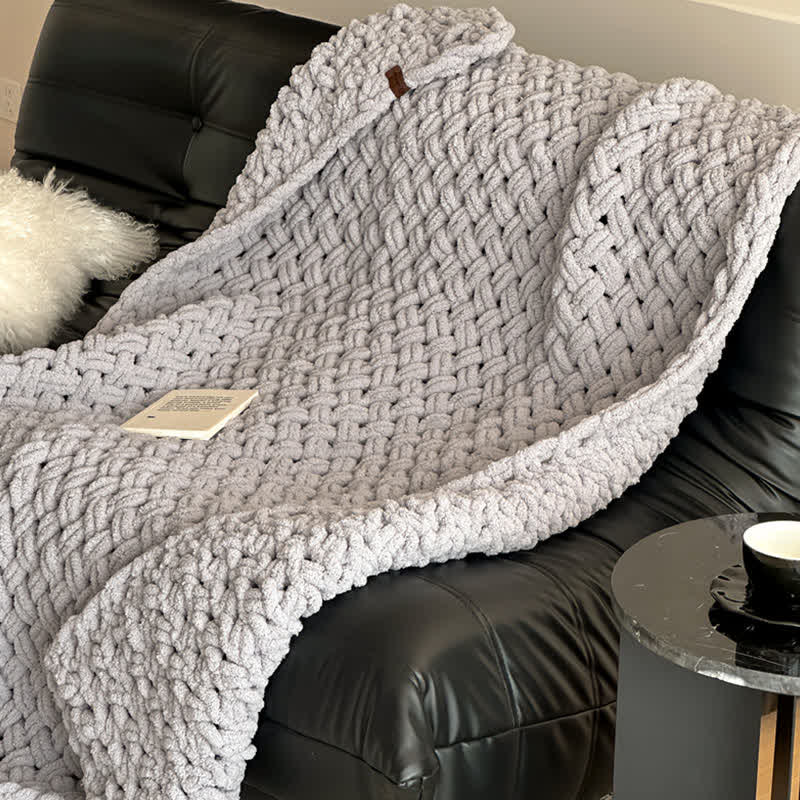 Chunky Knit Hand-Woven Throw Blanket - image 19