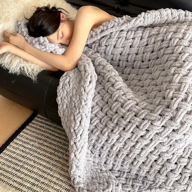 Chunky Knit Hand-Woven Throw Blanket - image 16