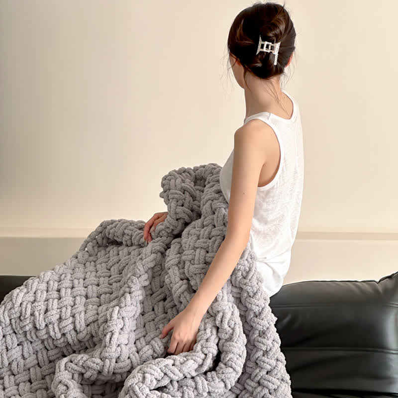 Chunky Knit Hand-Woven Throw Blanket - image 15