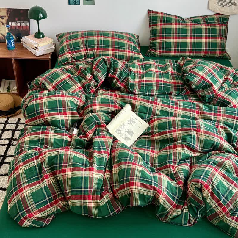 Classic Plaid Cotton Bedding Set - image 1