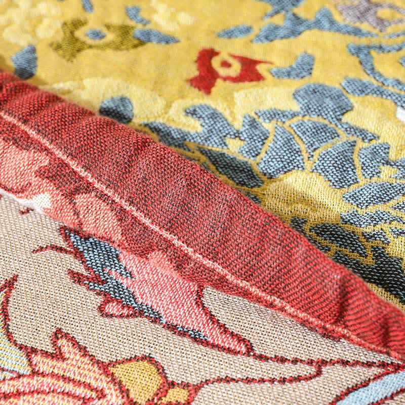 Retro Red Floral Jacquard Cotton Quilt - image 5