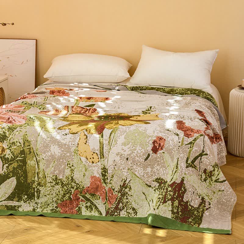 Impressionist Floral Jacquard Cotton Gauze Quilt - image 2