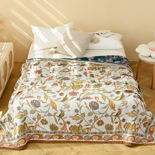 Pastoral Style Leaf Cotton Gauze Quilt - image 1