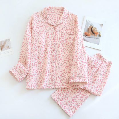 Soft-Tone Leopard Print Cotton Loungewear Set - Pink - XL - image 2