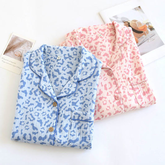 Soft-Tone Leopard Print Cotton Loungewear Set - image 1