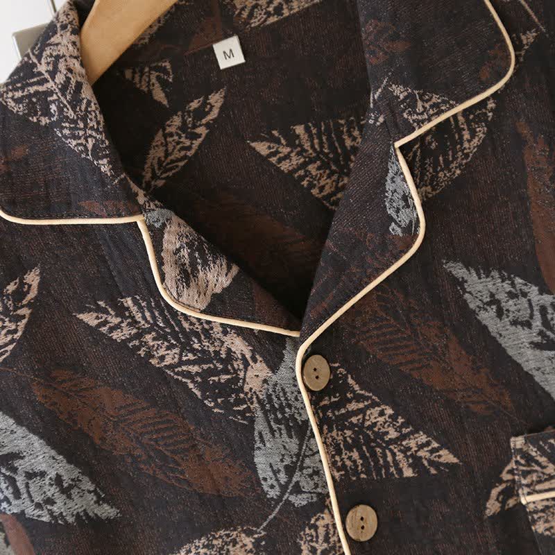 Artistic Leaf Jacquard Cotton Gauze Loungewear - image 3