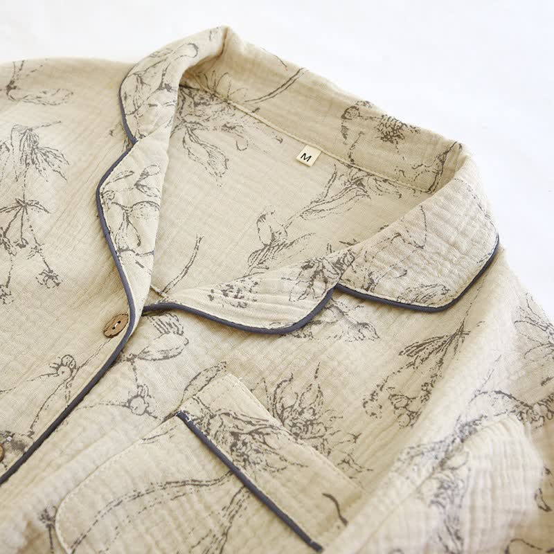 Elegant Vintage Floral Cotton Loungewear Set - image 4