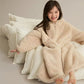 Solid Hooded Zip-up Plush Child Robe - Khaki - Child:170cm - image 7
