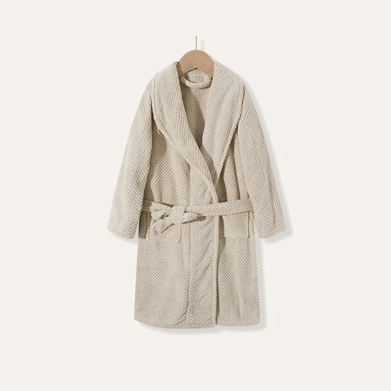 Simple Solid Plush Warm Child Robe - Coffee - Child:160cm - image 4