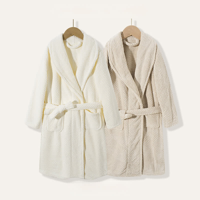 Simple Solid Plush Warm Child Robe - image 2