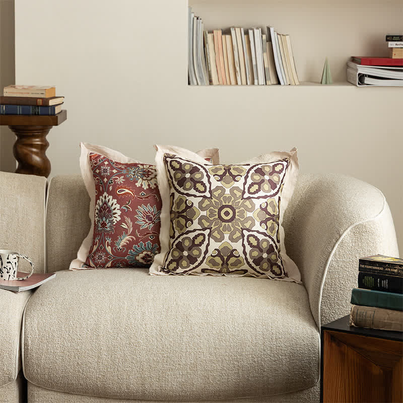 Vintage Throw Pillow Cover with Flanged Edge - image 2