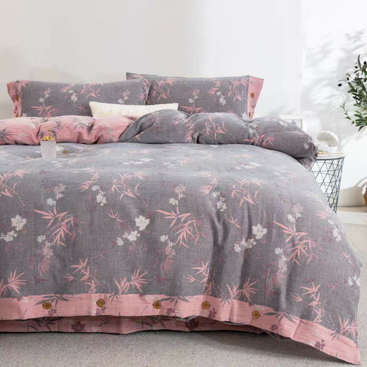 Bamboo Leaf Cotton Double Gauze Bedding Set(4PCS) - image 1