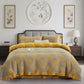 Floral Blossom Cotton Gauze Bedding Set(4PCS) - Khaki - King - image 5