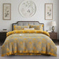 Floral Blossom Cotton Gauze Bedding Set(4PCS) - Khaki - King - image 6