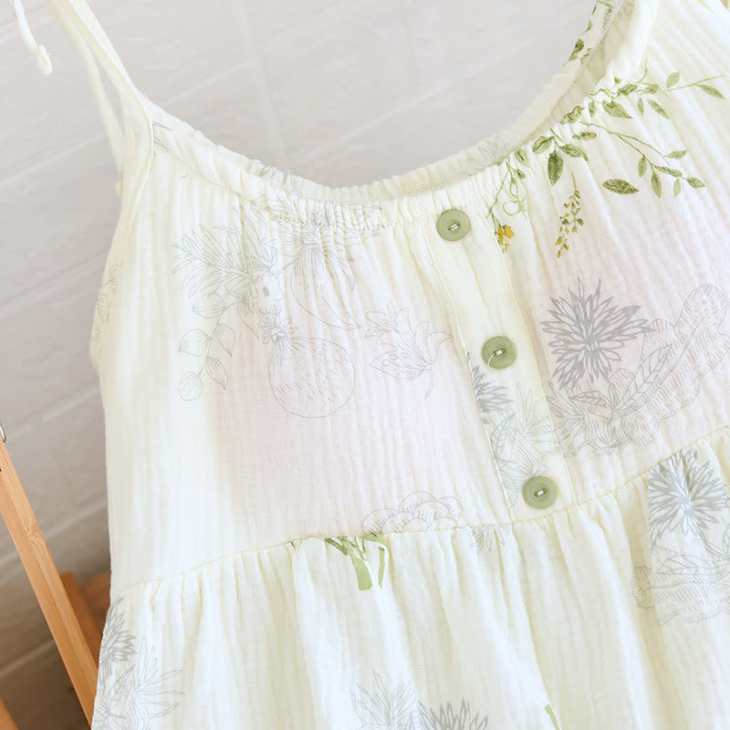 Leaf Print Camisole Cotton Pajama Set - image 5