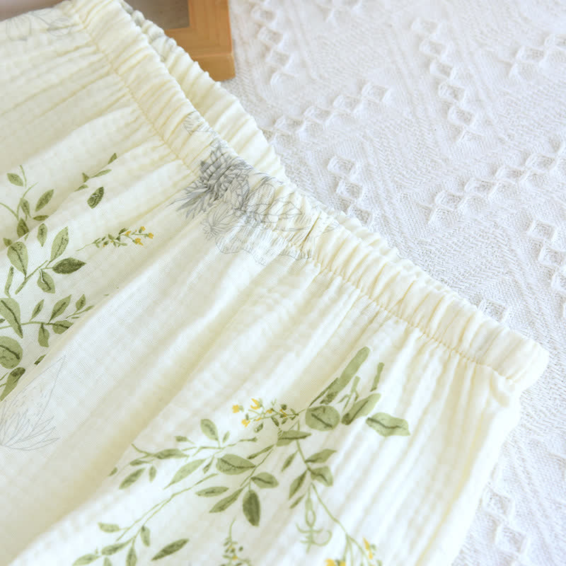 Leaf Print Camisole Cotton Pajama Set - image 12