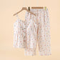 Striped Polka Dot Camisole Cotton Pajama Set - Light Brown - XXL - image 10