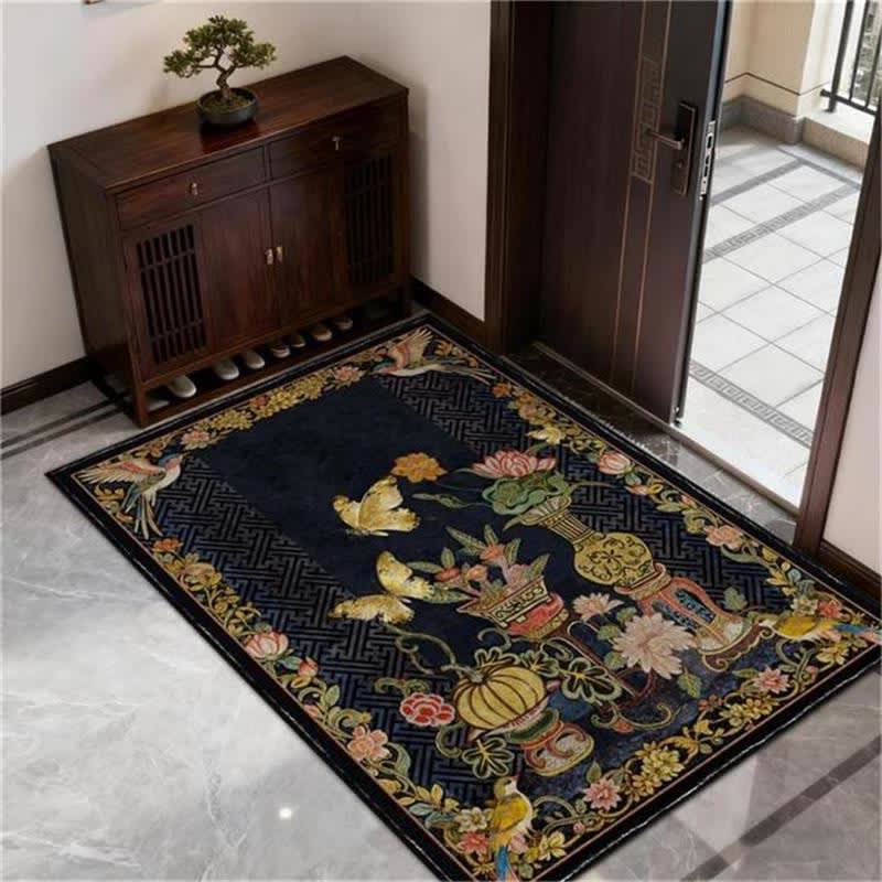 Vintage Floral & Bird Foldable Area Rug - image 2