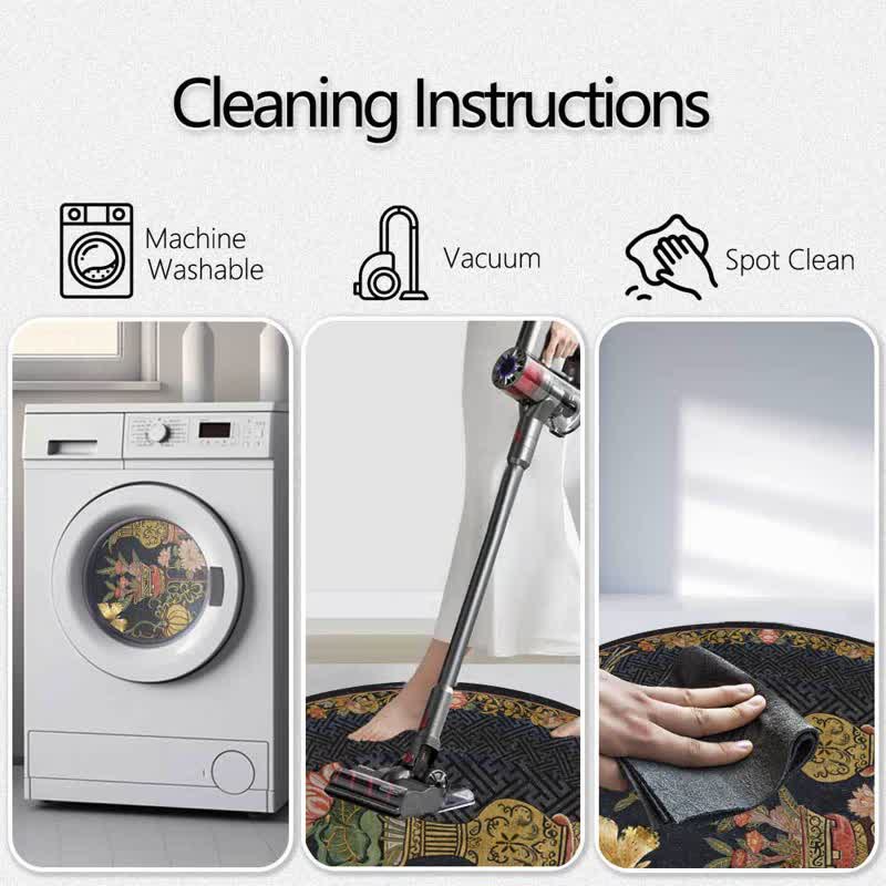 Floral Butterfly Anti-slip Round Area Rug - image 3