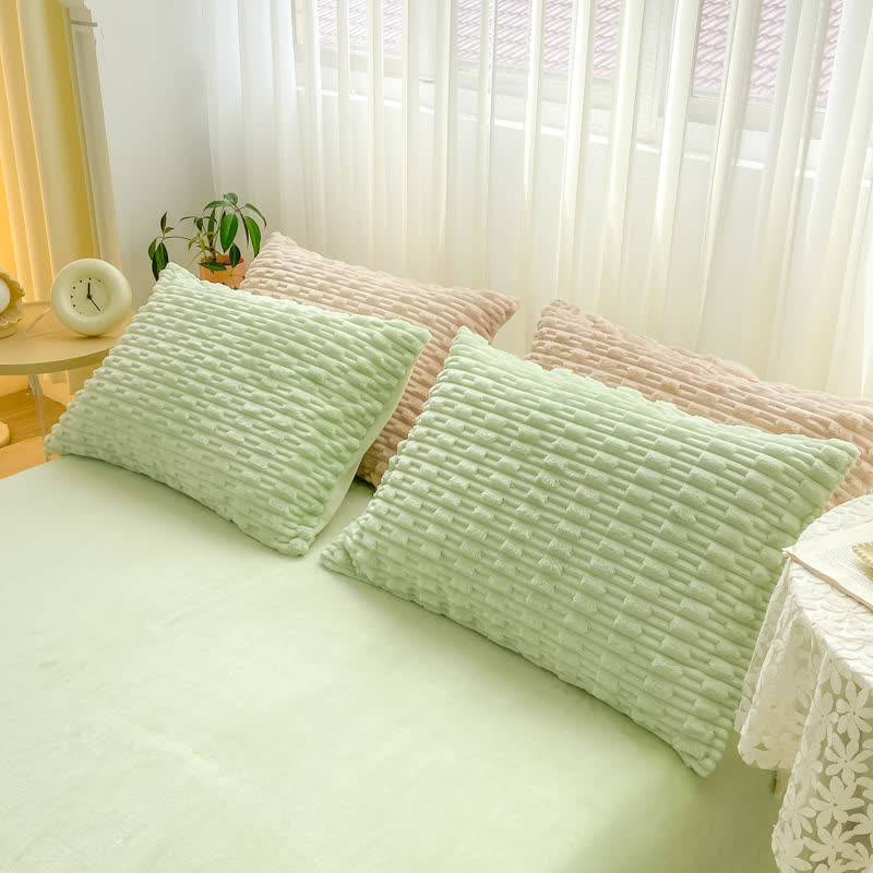 Solid Color Textured Plush Bedding Set - image 19