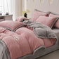 Reversible Warm Plush Bedding Set(4PCS) - Pink + Light Gray - King - image 8