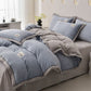 Reversible Warm Plush Bedding Set(4PCS) - Blue Gray + Light Gray - King - image 12