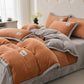 Reversible Warm Plush Bedding Set(4PCS) - Caramel + Light Gray - King - image 5