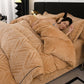 Leaf-inspired Textured Plush Bedding Set(4PCS) - Caramel - King - image 4