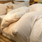 Vertical Striped Textured Plush Bedding Set(4PCS) - Beige - King - image 3