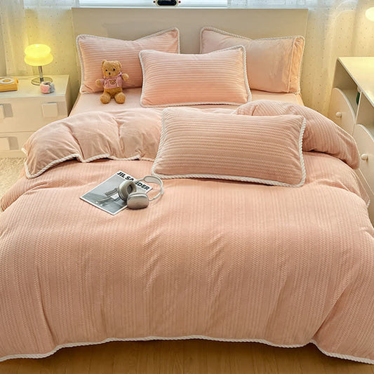 Wavy Stripe Jacquard Plush Bedding Set - image 1