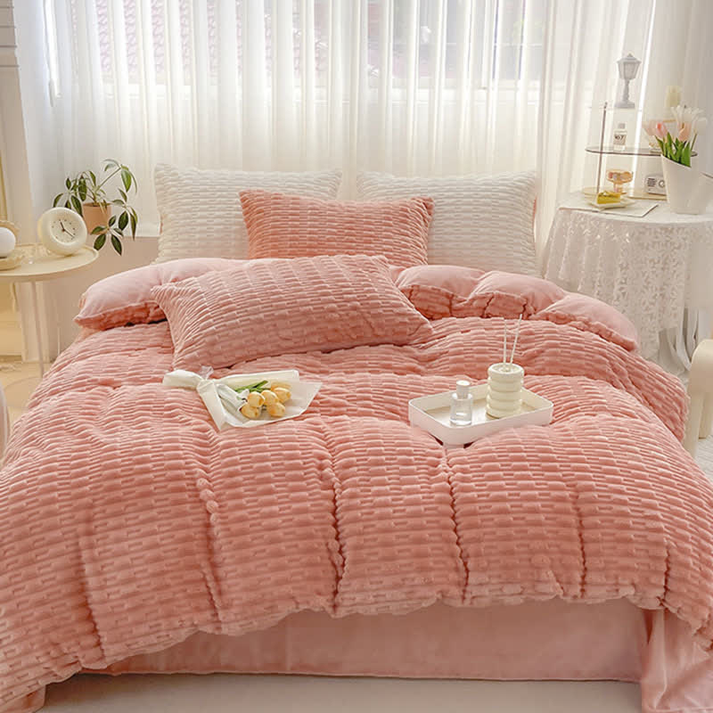 Solid Color Textured Plush Bedding Set - image 5